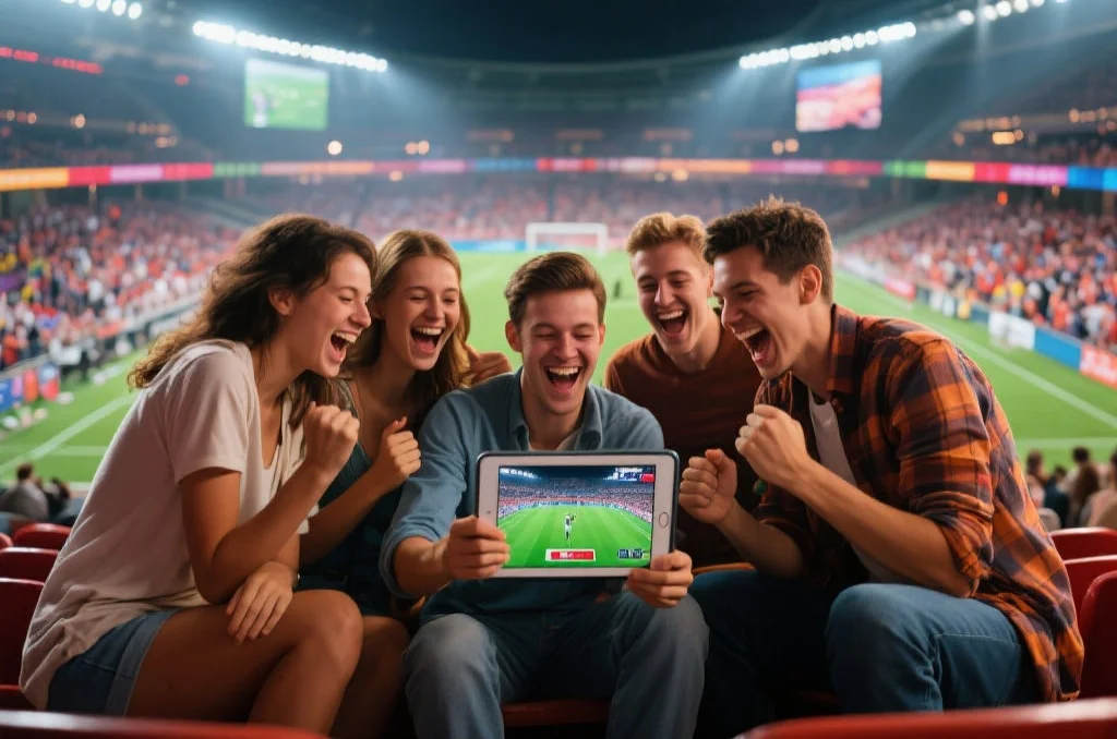 朋友们一起享受体育赛事