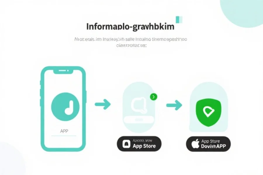 简单明了的信息图表，展示用户通过手机访问官网和应用商店安全下载APP的步骤，配色清新，易于理解